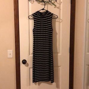 Bodycon black with white stripes dress